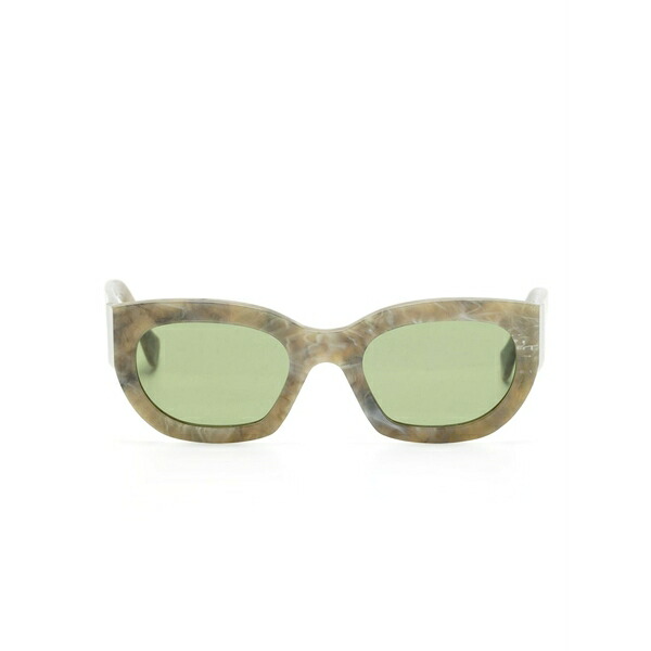 レトロスーパーフューチャー レディース サングラス＆アイウェア アクセサリー Logo-embossed rectangle-shape sunglasses Green｜asty