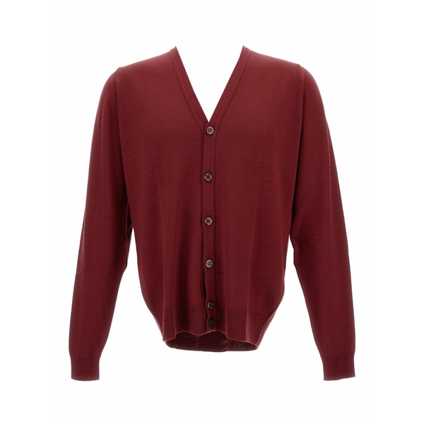 ジョンスメドレー メンズ ジレー アウター V-neck button-up cardigan Red