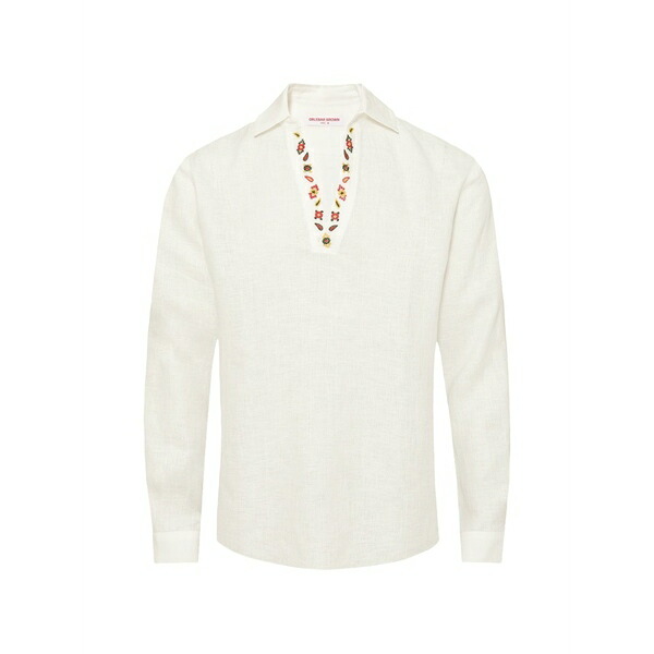 オールバー ブラウン メンズ シャツ トップス Ridley embroidery shirt Neutrals｜asty