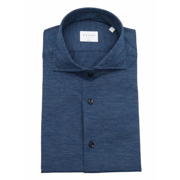 ザカス  メンズ シャツ トップス Spread-collar shirt Blue