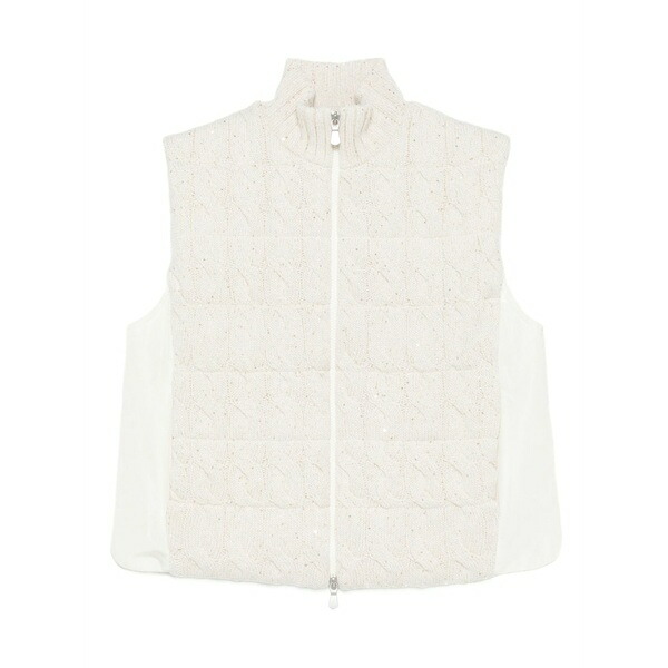 グランサッソ レディース 上衣＆上衣 アウター Cable-knit zip-up vest Neutrals