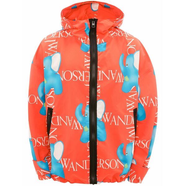 J.W.アンダーソン レディース ジャケット＆ブルゾン アウター Elephant-print oversized hooded jacket Red｜asty