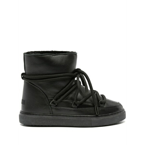イヌイキー レディース ブーツ シューズ Lace-up leather ankle boots Black｜asty