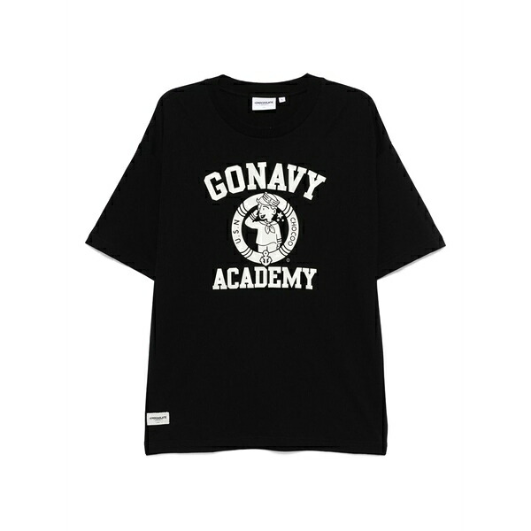 黒茶 メンズ プルオーバー トップス Printed t-shirt Black
