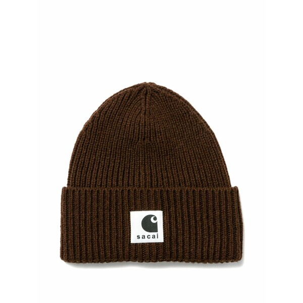カーハート メンズ 帽子 アクセサリー Sacai ribbed logo-patch hat Brown