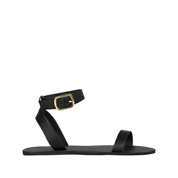 マネビ レディース サンダル シューズ Ankle-strap leather sandals Black|asty