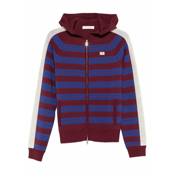 ウェールズ ボナー レディース パーカー・スウェットシャツ アウター Striped zip-up hoodie Red