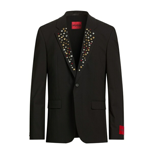 【貨物輸送無料】 ヒューゴボス メンズ 上衣＆上衣 アウター Blazers Black コート・ジャケット-メンズファッション