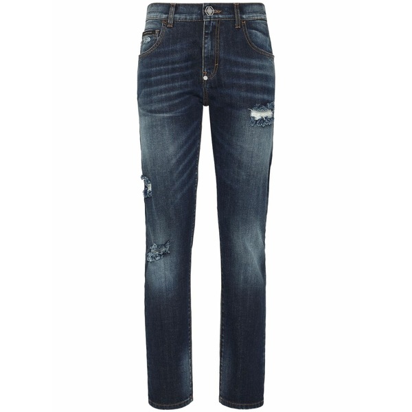 フィリップ飾り気の無い レディース ジーンズズボン下 ボトムス Distressed-effect denim trousers Blue ボトムス-パンツ-レディースファッション
