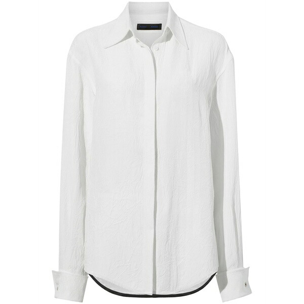 プロエンザショラー レディース シャツ トップス Crinkled satin-finish shirt White｜asty
