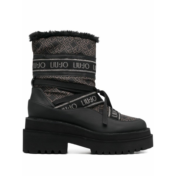 リュージョー レディース ブーツ シューズ Monogram-print 70粍 ankle boots Black