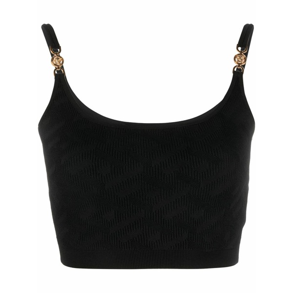ヴェルサーチ レディース 編み物\u0026スウェーター アウター La greca medusa \u002795 knitted crop top Black