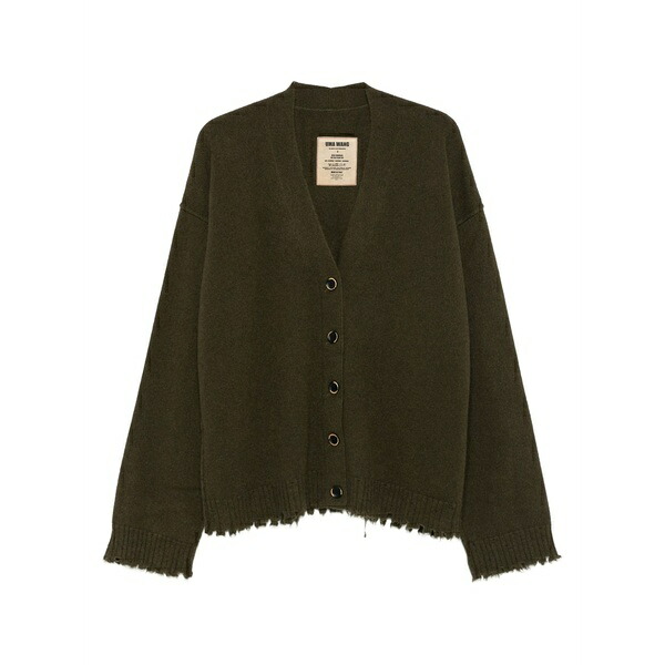 ユマ・一 レディース ジレー アウター Frayed buttoned cardigan Green
