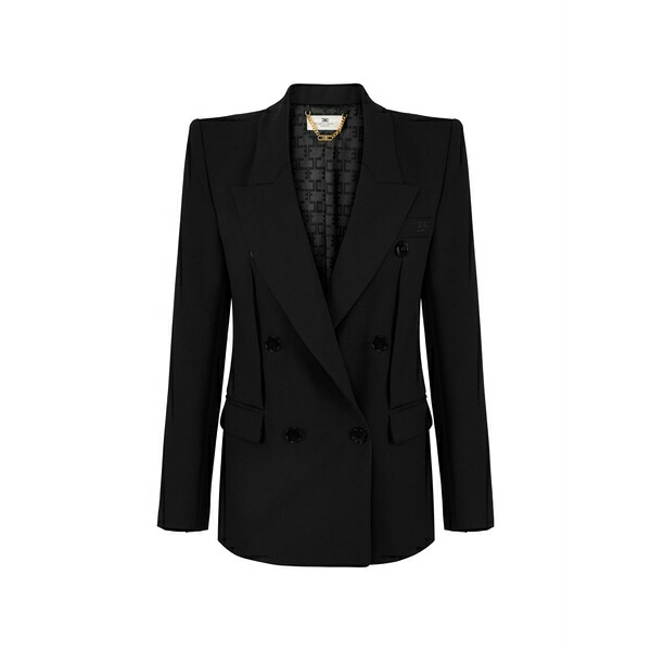 エリザベスフランキ レディース 上衣＆上衣 アウター Double-breasted peak-lapels blazer Black