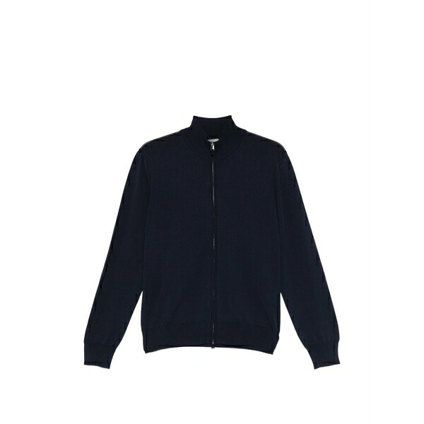 カナーリ メンズ ジレー アウター Zip-up knitted cardigan Blue