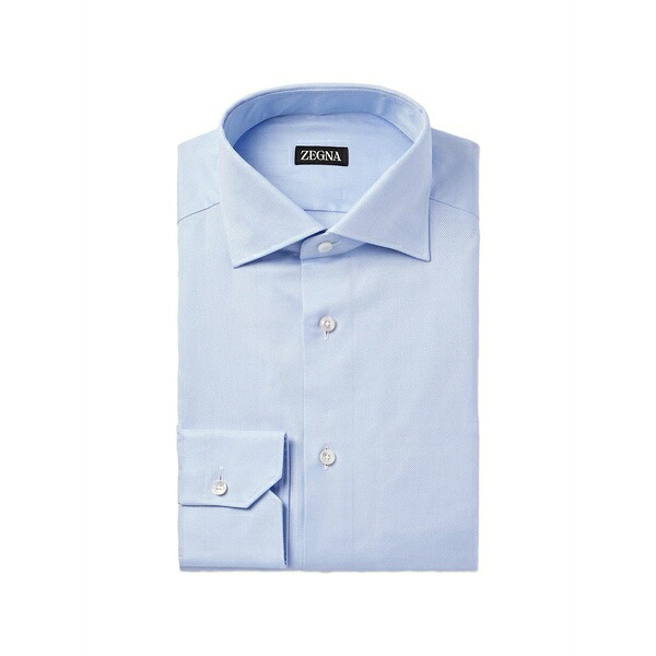 ゼニア メンズ シャツ トップス Cotton shirt Blue｜asty