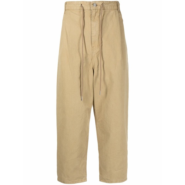 ジュン・ジー メンズ 心地好いズボン下 ボトムス Cropped tapered-leg trousers Brown