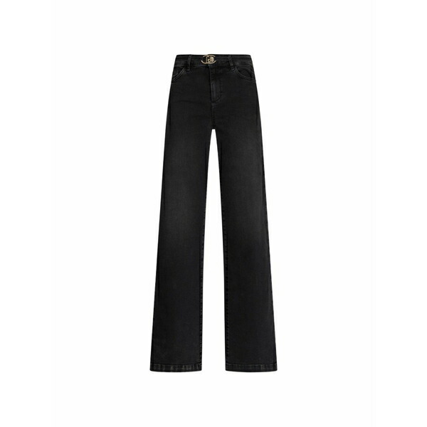 リュージョー レディース デニムパンツ ボトムス Flared jeans Black|asty