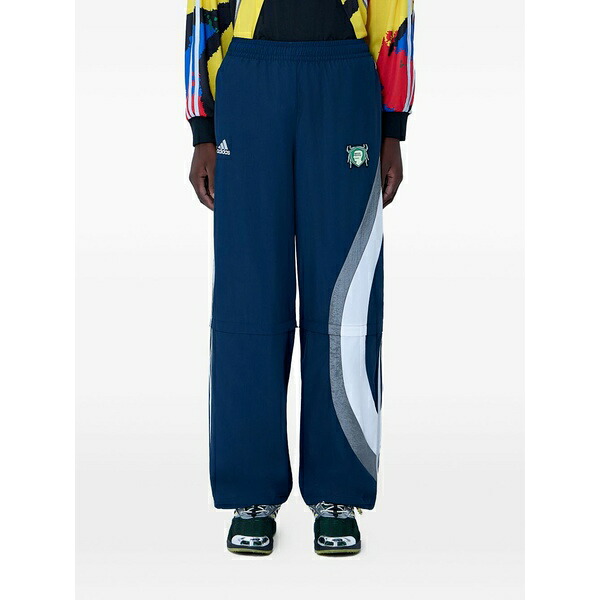 アディダス メンズ 心地よいズボン下 ボトムス X brain dead elasticated-waist logo track pants Blue
