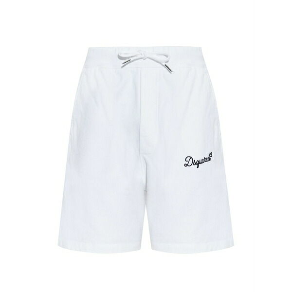 ディースクエアード メンズ 心地好いズボン下 ボトムス Drawstring embroidered-logo track shorts White