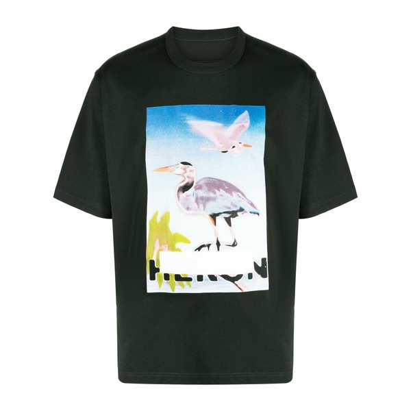 戸呂 プレストン メンズ プルオーバー トップス Graphic-print cotton t-shirt Green
