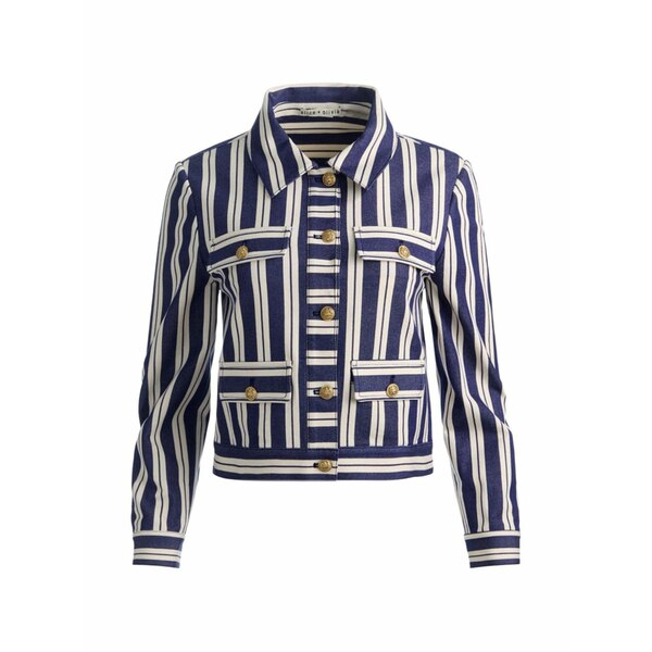 アリス アンド オリビア レディース 上衣＆上衣 アウター Alex striped boxy jacket Blue