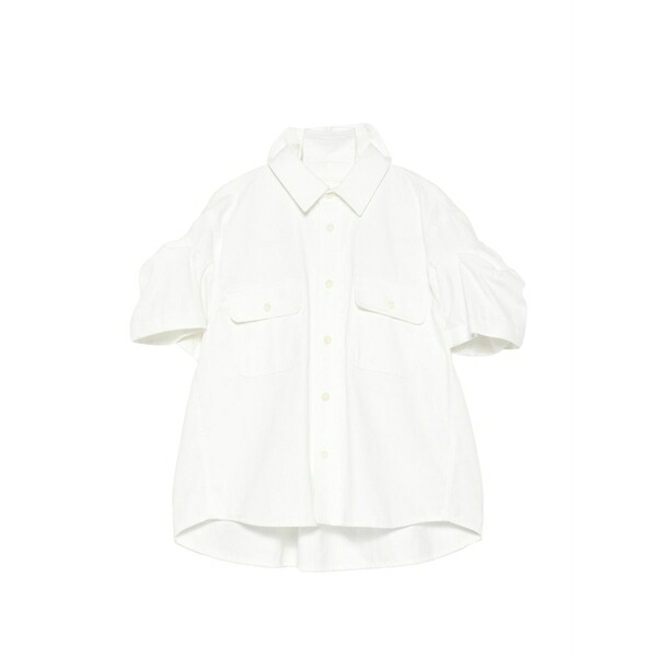 サカイ レディース シャツ トップス Chest-pockets short-sleeve shirt Neutrals｜asty