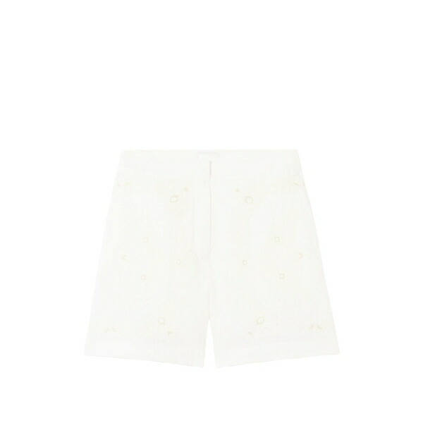 クローディピエルロ レディース 心地好いズボン下 ボトムス Embroidered shorts White