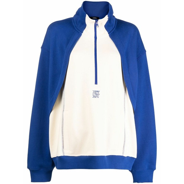 ゴエンジェイ レディース 編み物\u0026スウェーター アウター Contrast-paneled half-zip sweatshirt Blue
