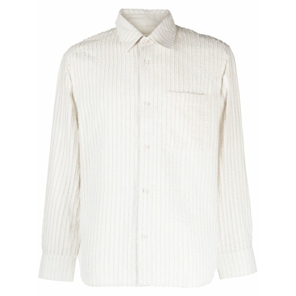 クレイグ緑であること メンズ ティーシャツ トップス Stripe-embroidered cotton shirt White