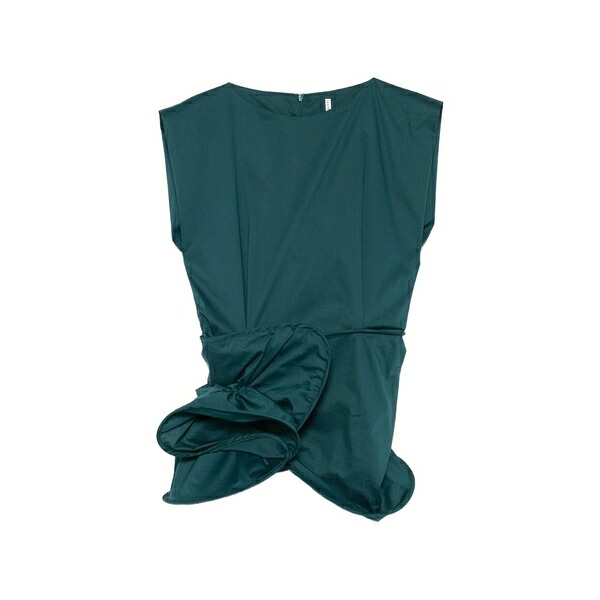 リビアナコンティ レディース シャツ トップス Ruffled gathered blouse Green
