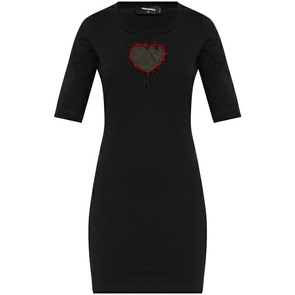 ディースクエアード レディース 衣装 トップス Logo-embellished cotton mini dress Black レディースファッション-スーツ・セットアップ