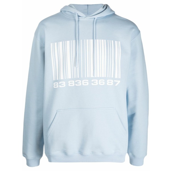 ブイティーエムエヌティーエス メンズ パーカー・スウェットシャツ アウター 'big barcode' cotton-blend hoodie Blue｜asty