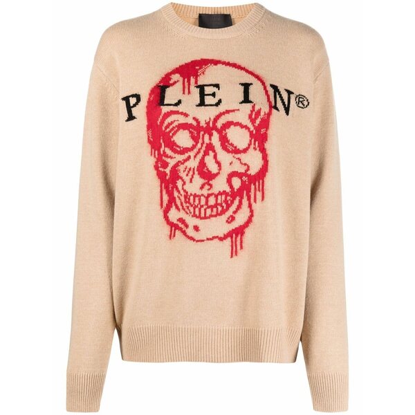 フィリップ飾り気のない レディース 編み物\u0026プルオーバー アウター Intarsia-knit skull jumper Neutrals