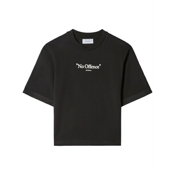 象牙色 レディース プルオーバー トップス Slogan-print cotton t-shirt  Black