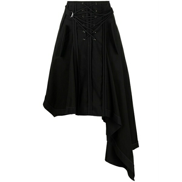 モンス  レディース スコート ボトムス Lace-up asymmetric skirt Black