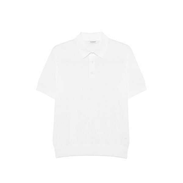 カングラ  メンズ スポーツシャツ トップス Ribbed-knit polo shirt White