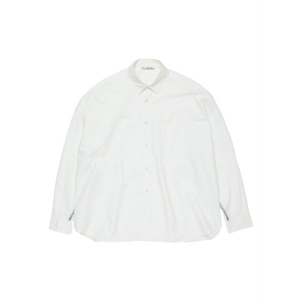 アクネ ストゥディオズ メンズ プルオーバー トップス Logo-detail cotton shirt White