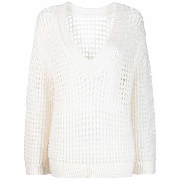 ドロシーシューマッハ レディース 編み物\u0026プルオーバー アウター V-neck open-knit sweatshirt White