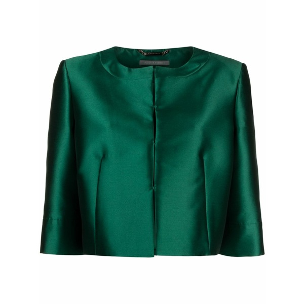 アルベルタ フェレッティ レディース 上衣＆上衣 アウター Cropped satin jacket Green