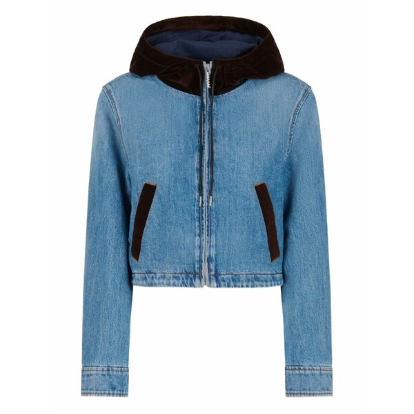 マルニ レディース 上衣＆上衣 アウター Velvet-trimmed denim jacket Blue