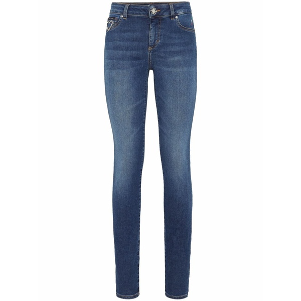 フィリッププレイン レディース デニムパンツ ボトムス Logo-appliqu?? skinny jeans  Blue