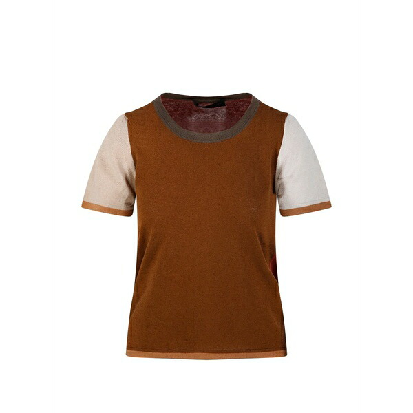 ファブリツィオ デル カルロ レディース プルオーバー トップス Colour-block t-shirt Brown