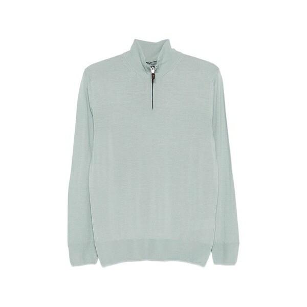 カナーリ メンズ 編み物\u0026プルオーバー アウター Half-zip sweater Blue