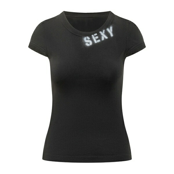 ディースクエアード レディース Tシャツ トップス Rib tee t-shirt Black|asty