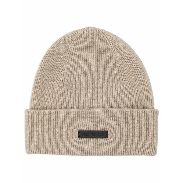 フィアオブゴッド メンズ 帽子 アクセサリー Logo-patch beanie Neutrals｜asty