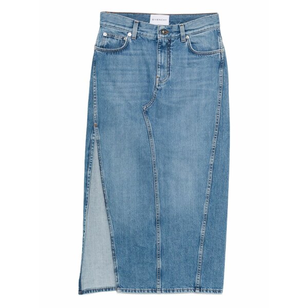 ジバンシー レディース スコート ボトムス Side-split denim mid-lenght straight skirt Blue