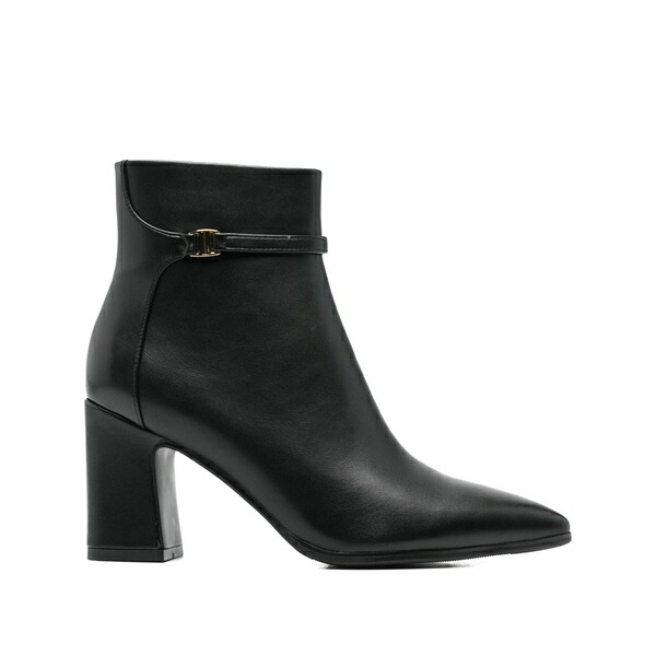 エクステ レディース ブーツ シューズ Buckle leather boots Black|asty