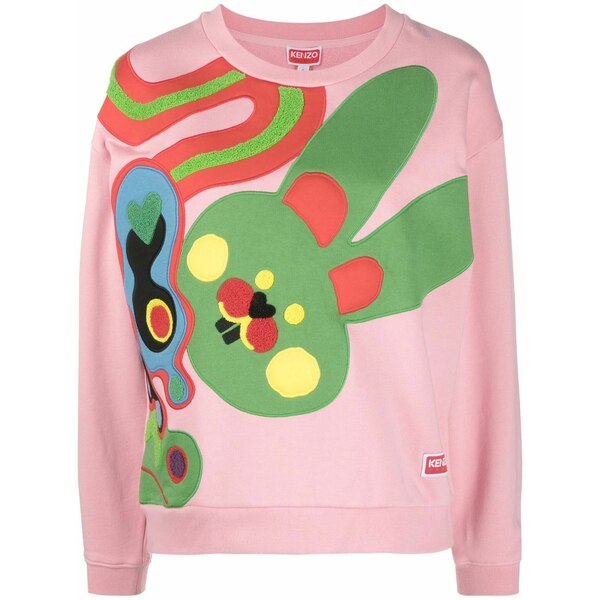 ケンゾー レディース 編み物\u0026プルオーバー アウター Kenzoo motif-embroidered sweatshirt Pink
