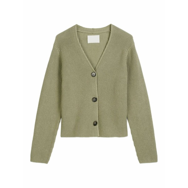 マルコポーロ レディース ジレー アウター Button-front ribbed cardigan Green